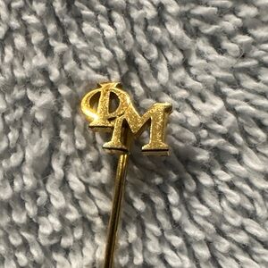 Vintage Phi Mu Sorority Gold Stick Lapel Hat Pin Greek Collegiate VTG